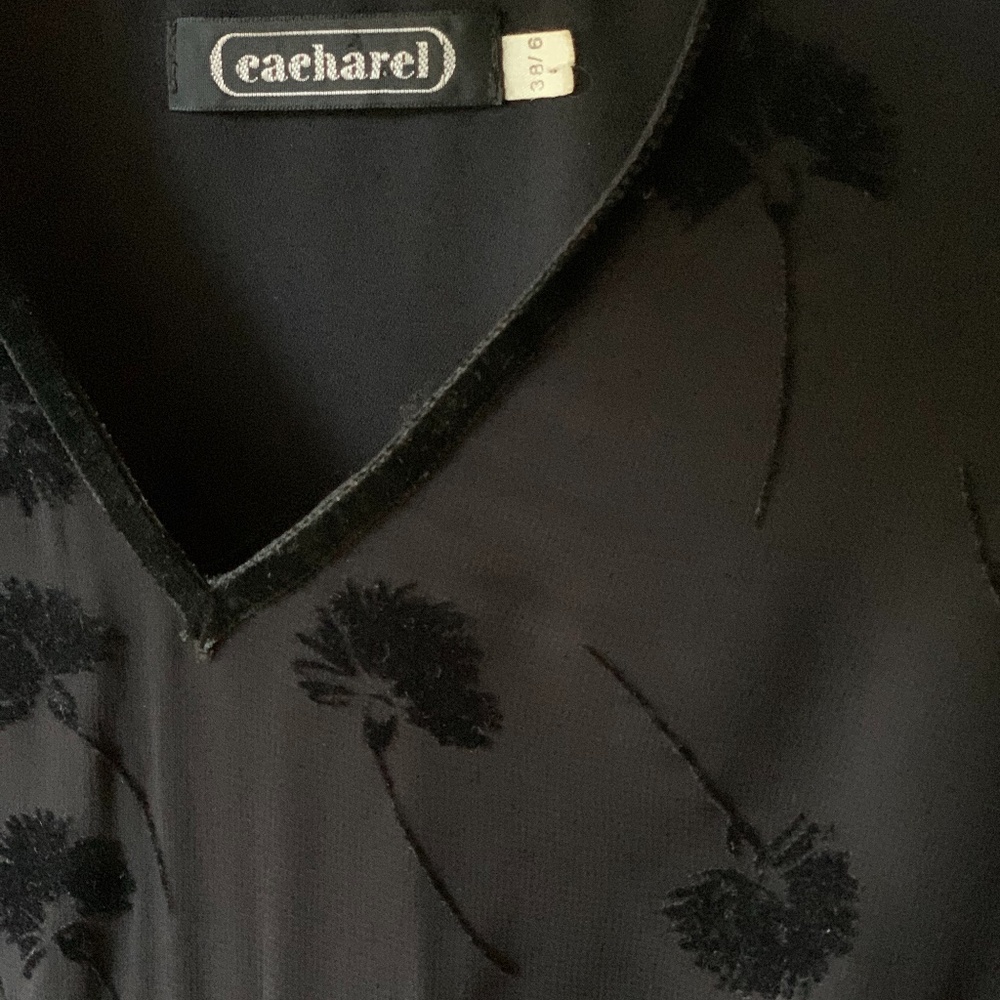 Vintage Cacharel Velvet Flowers Dress